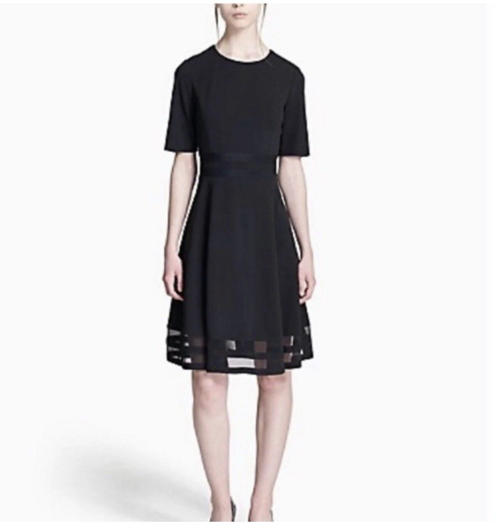 Calvin Klein Dress Women's Size 14 NEW Black Illusion Fit & Flare Classic A-Line